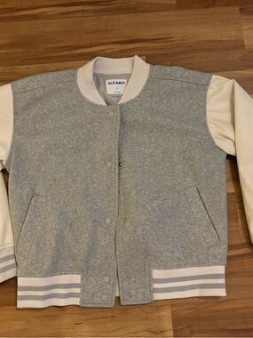 Old Navy Grey & Cream Varsity Jacket